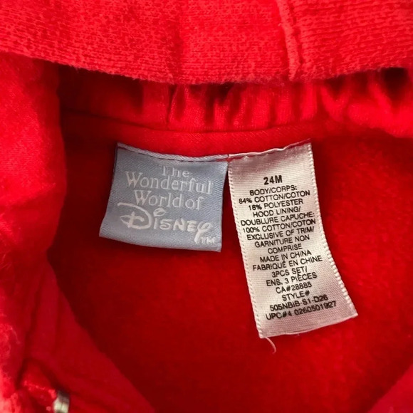 The Wonderful World of Disney Mickey Mouse Full Zip Sweatshirt Red 24M - Picture 4 of 5